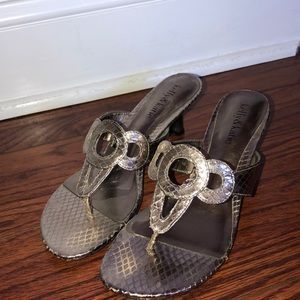 Silver kitten heeled sandals